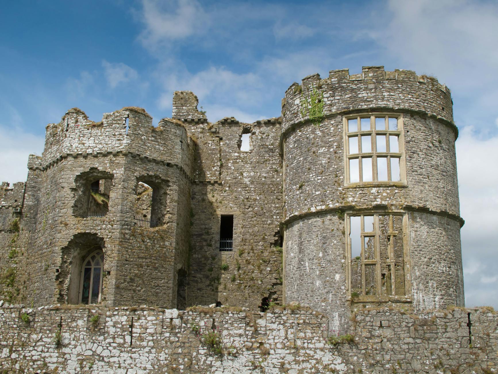 Medieval castle ruins with stone walls