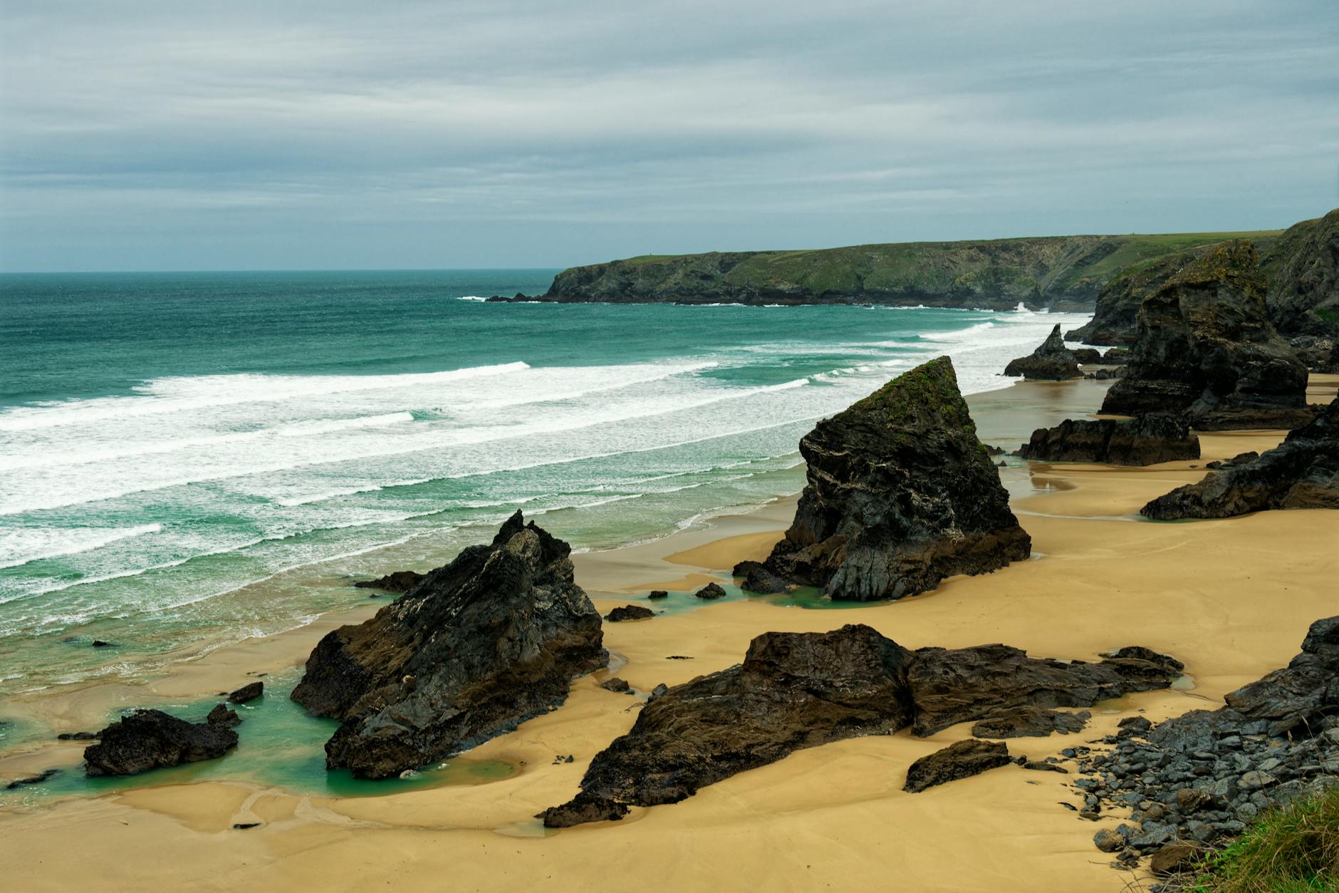 Beautiful sandy beach in Falmouth Cornwall