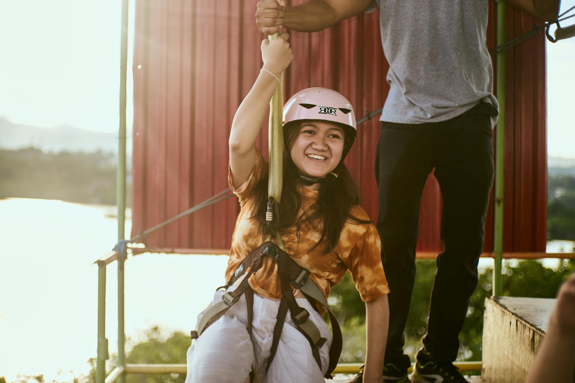 Teenage adventure activity Cornwall zip line
