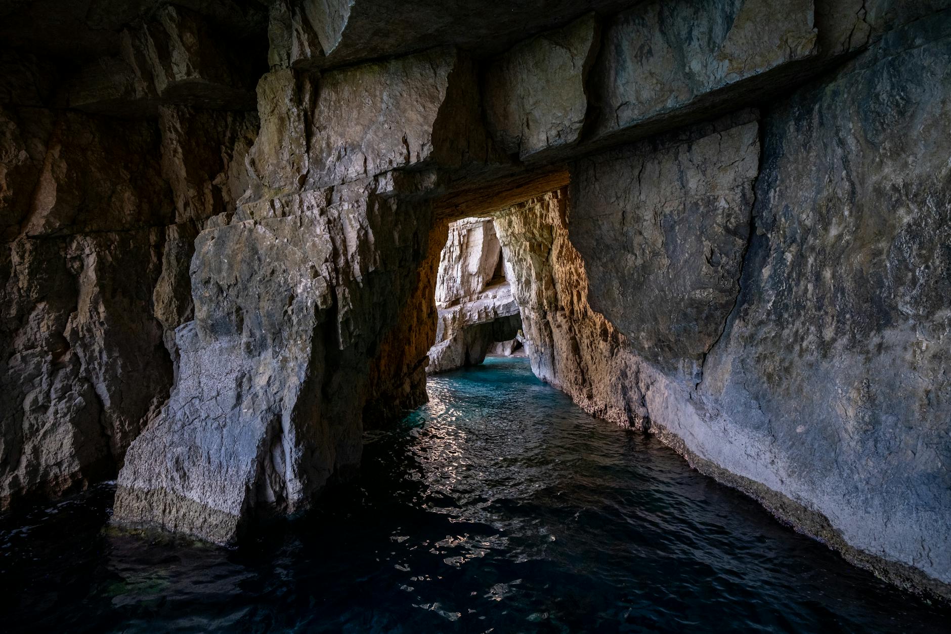 Sea cave coasteering Cornwall coast