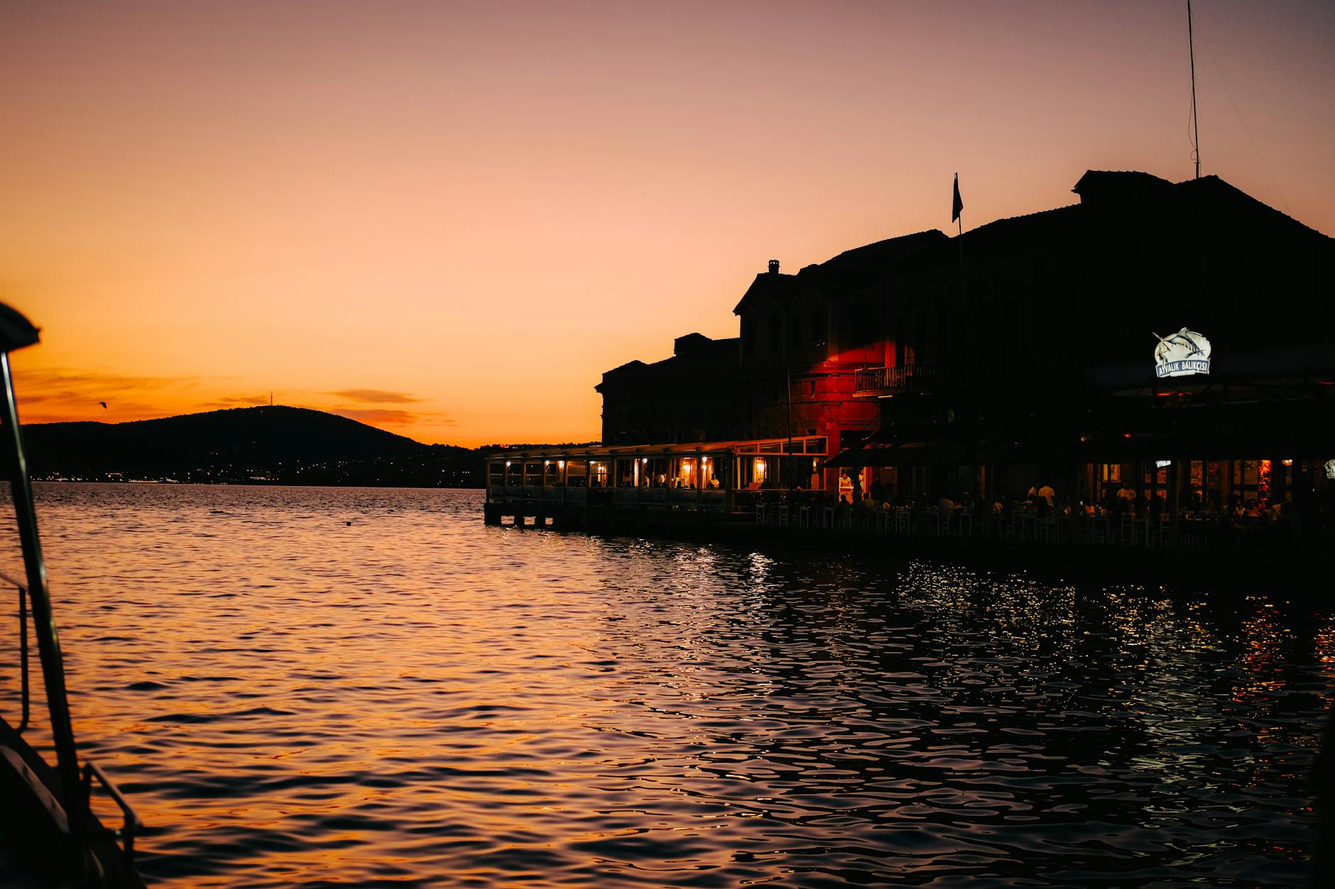 fine dining Cornwall - harbour view restaurant evening