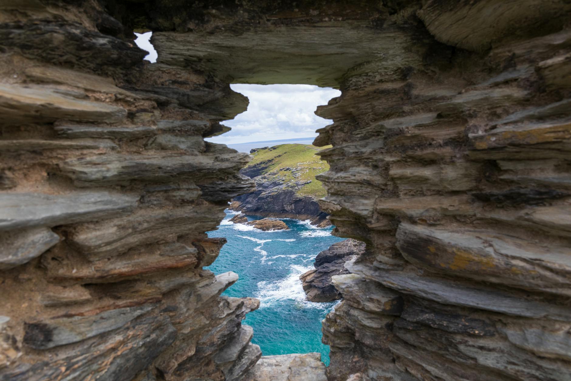 Tintagel Castle ruins on the rugged Cornish clifftop headland