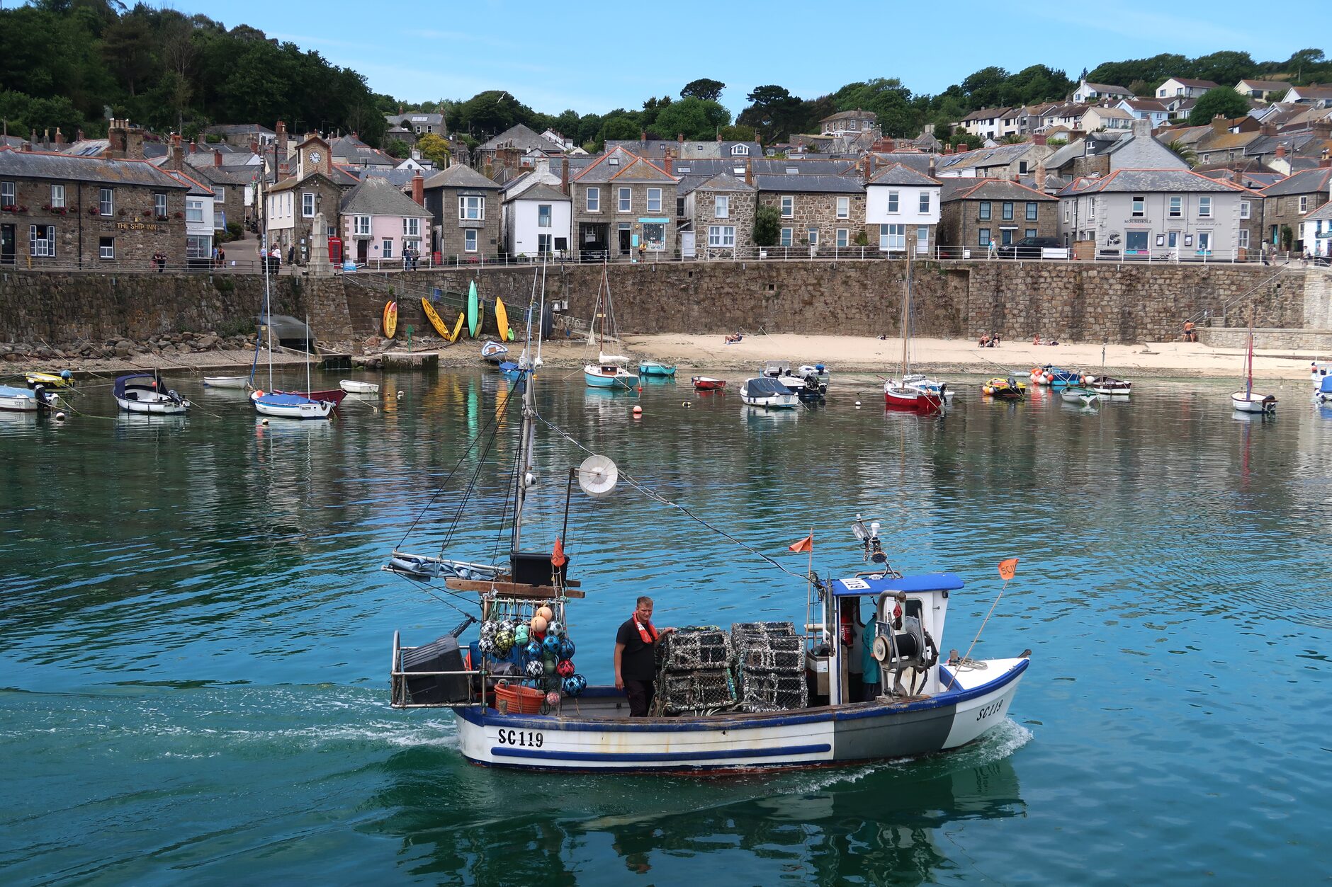 Harbour village on the Cornish coast at the end of a day's walking