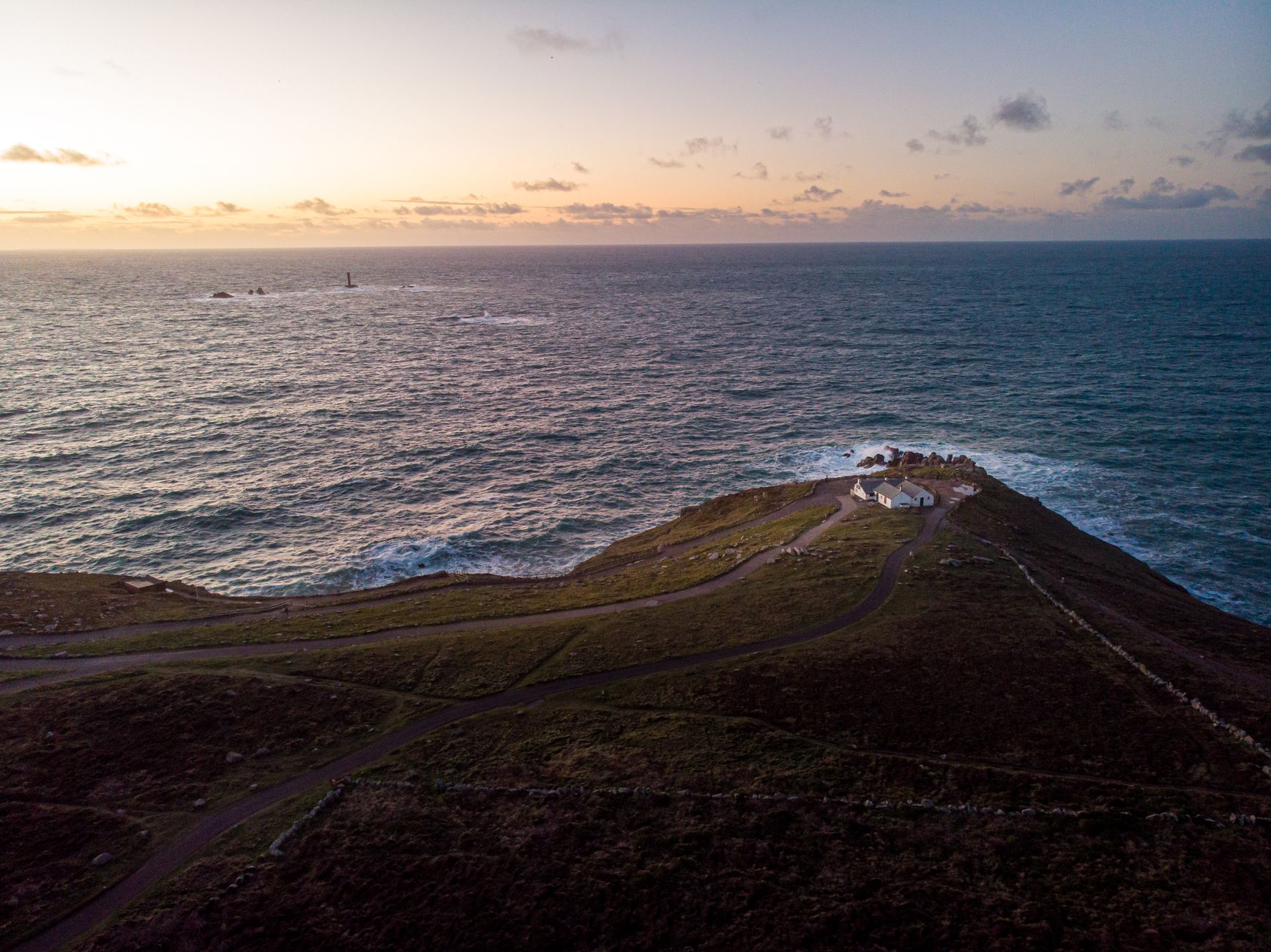 Sunset over the Atlantic from a Cornish clifftop